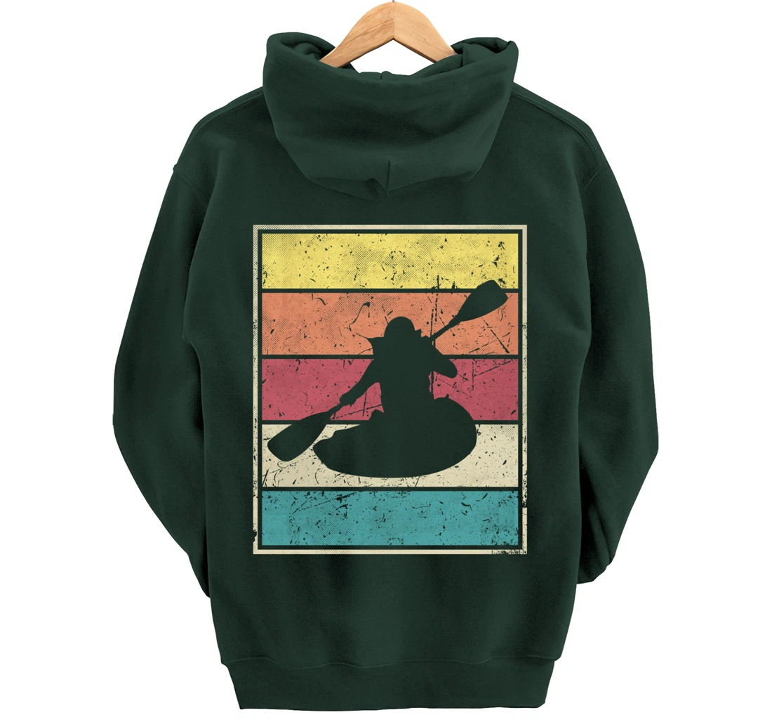 Paddling Canoe. Retro Vintage with Classic Stripes Pullover Hoodie
