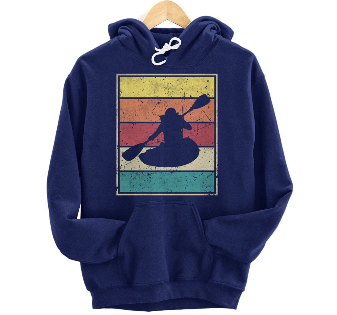 Paddling Canoe. Retro Vintage with Classic Stripes Pullover Hoodie