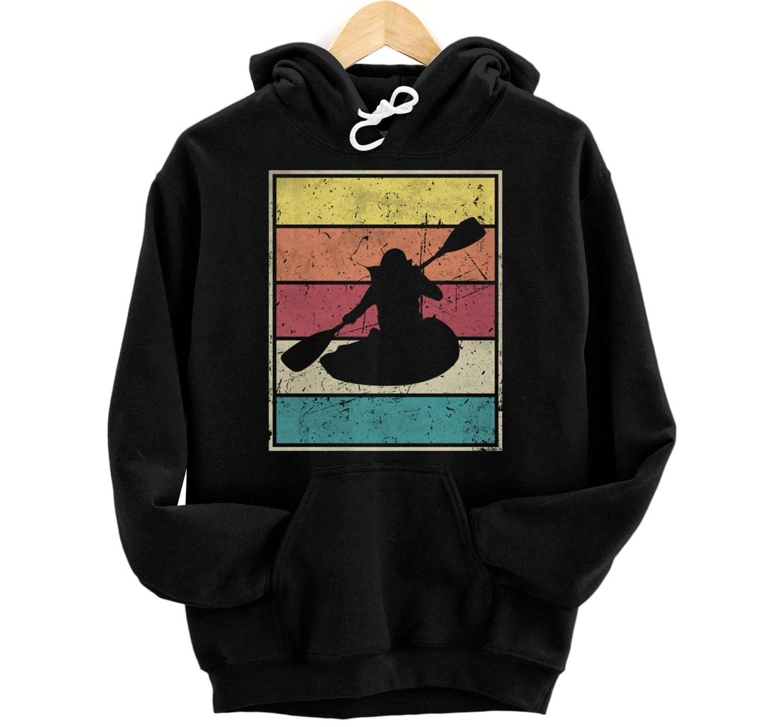 Paddling Canoe. Retro Vintage with Classic Stripes Pullover Hoodie