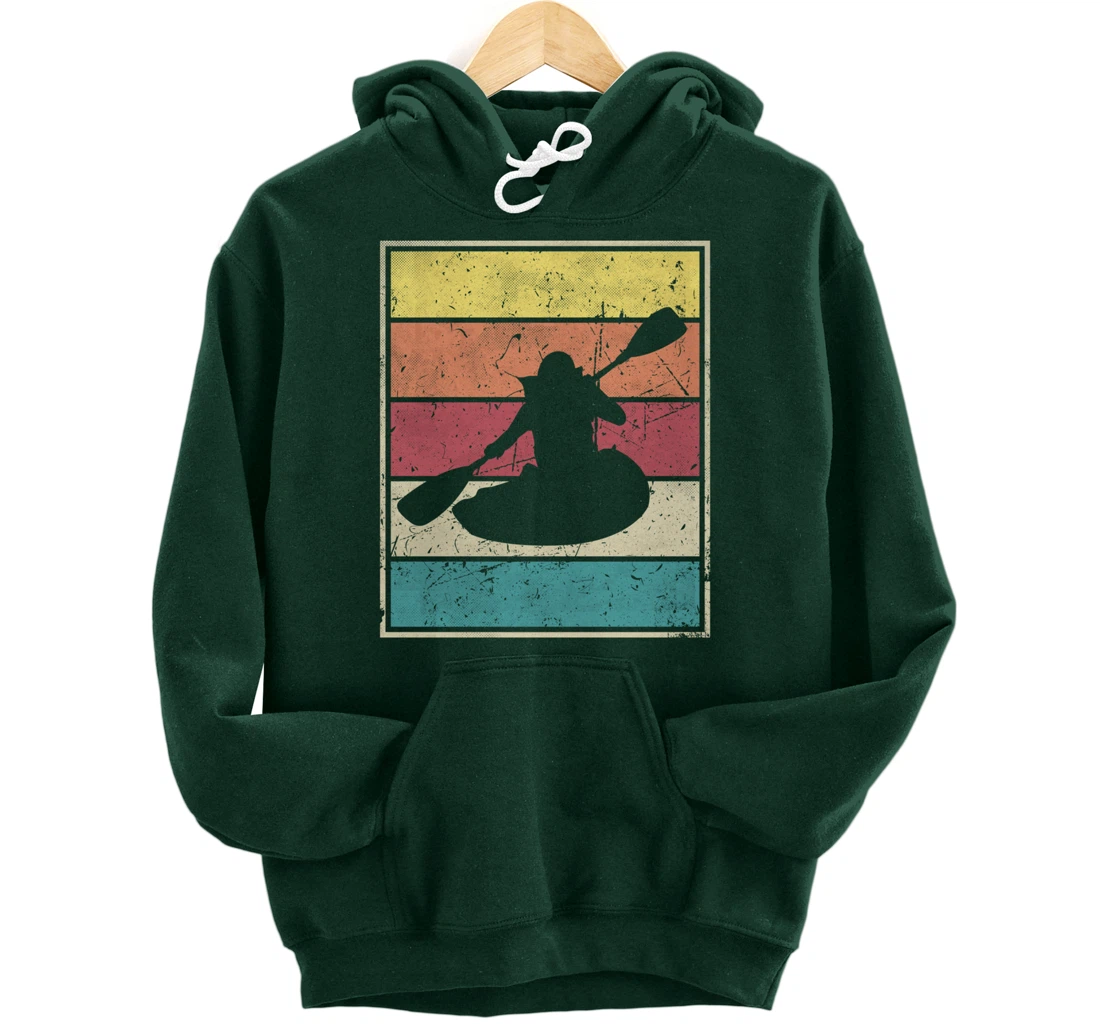 Paddling Canoe. Retro Vintage with Classic Stripes Pullover Hoodie