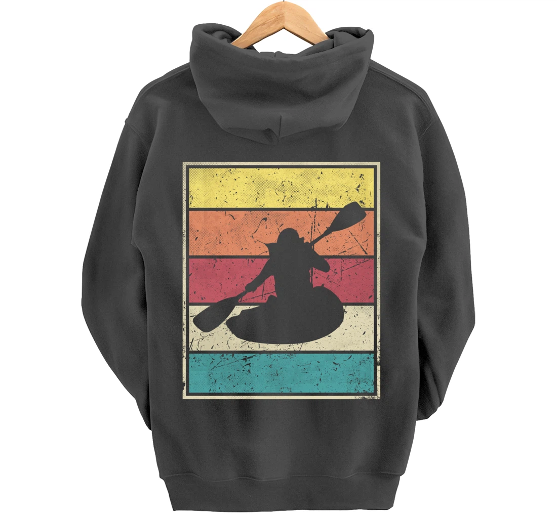 Paddling Canoe. Retro Vintage with Classic Stripes Pullover Hoodie