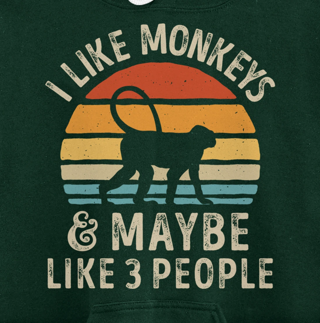 I Like Monkeys And Maybe Like 3 People Monkey Lover Retro Pullover Hoodie
