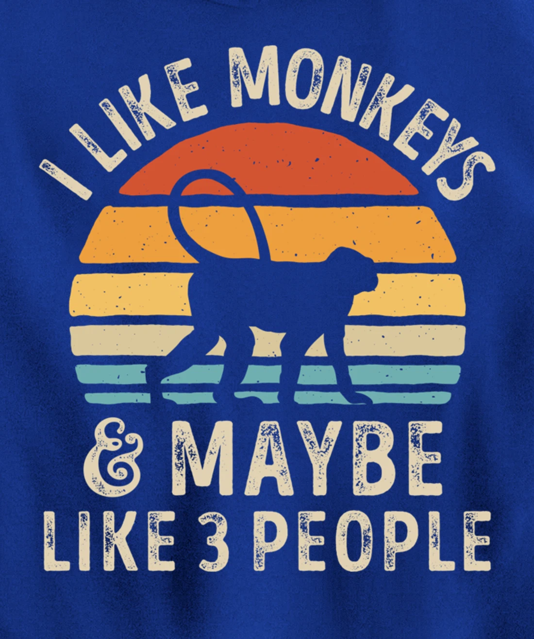 I Like Monkeys And Maybe Like 3 People Monkey Lover Retro Pullover Hoodie