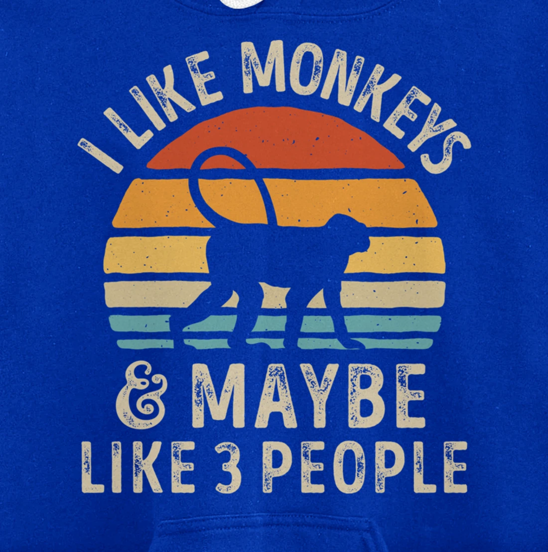 I Like Monkeys And Maybe Like 3 People Monkey Lover Retro Pullover Hoodie