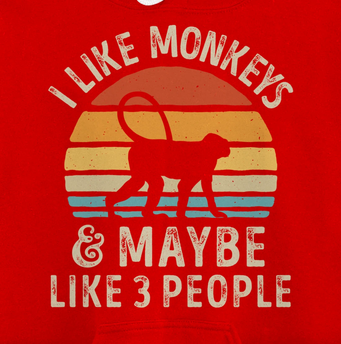 I Like Monkeys And Maybe Like 3 People Monkey Lover Retro Pullover Hoodie