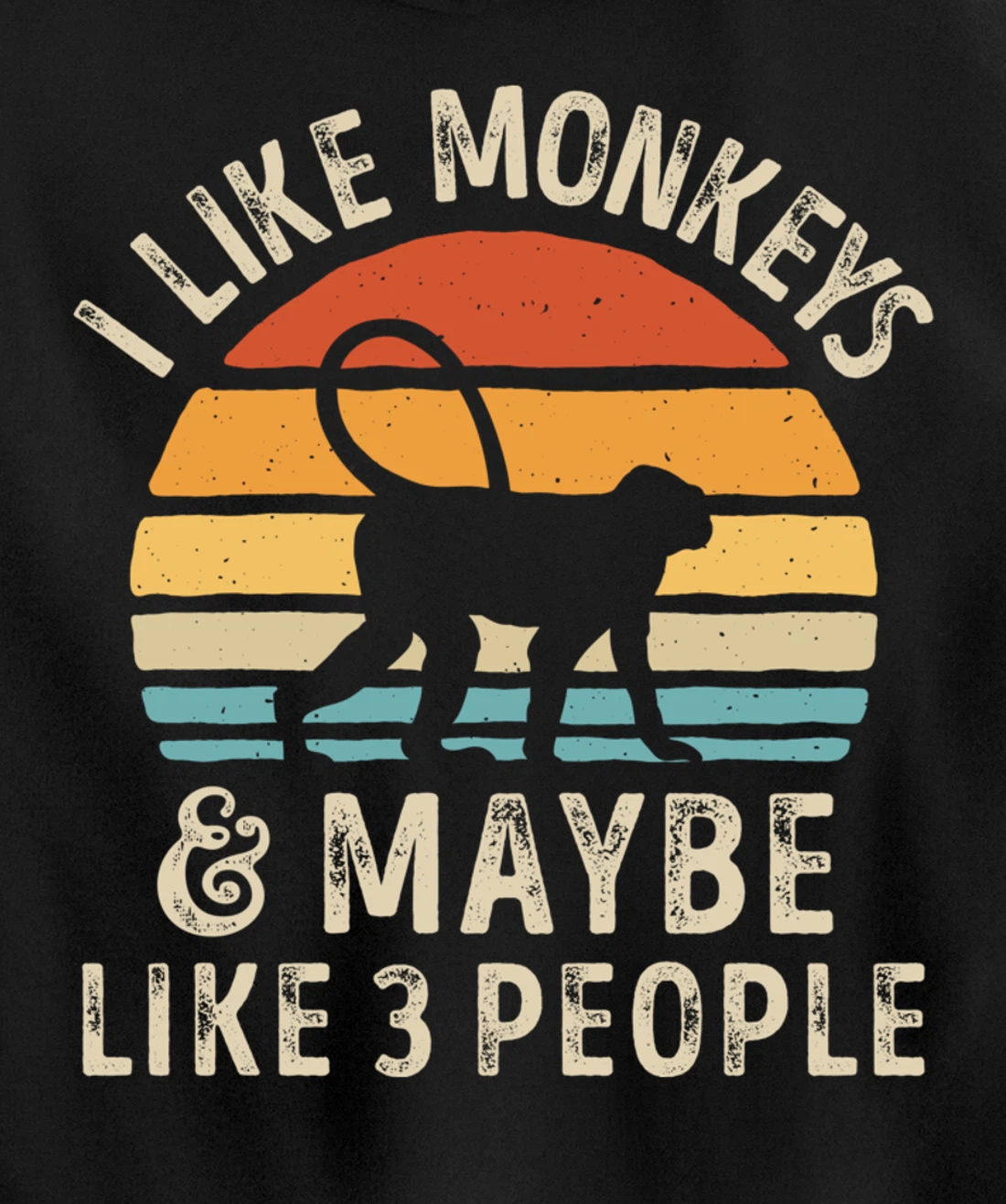 I Like Monkeys And Maybe Like 3 People Monkey Lover Retro Pullover Hoodie