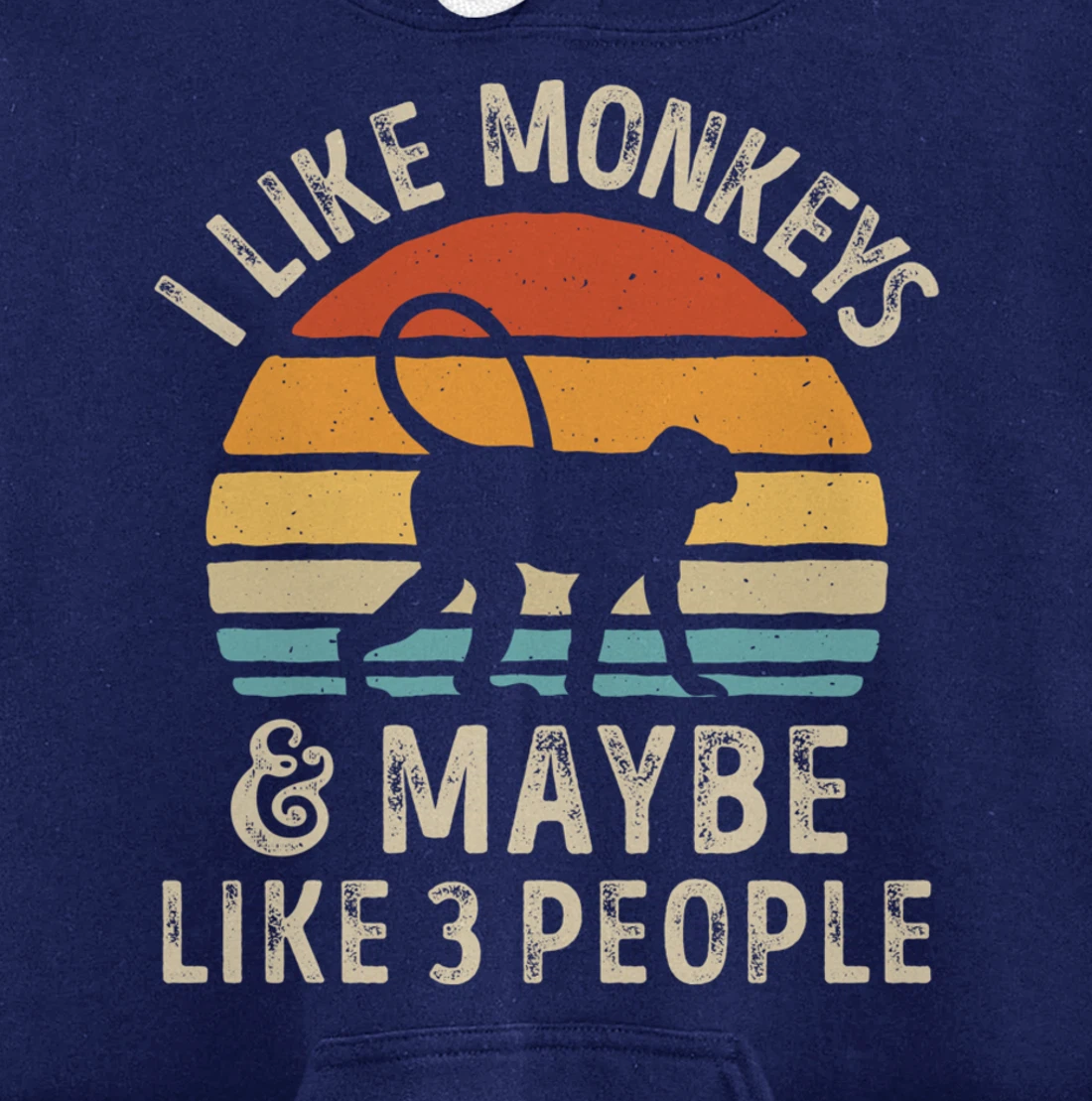 I Like Monkeys And Maybe Like 3 People Monkey Lover Retro Pullover Hoodie