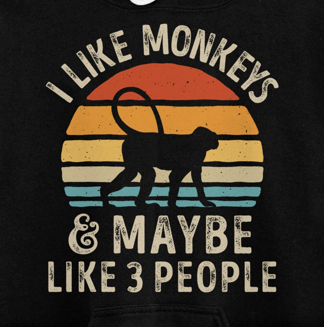 I Like Monkeys And Maybe Like 3 People Monkey Lover Retro Pullover Hoodie