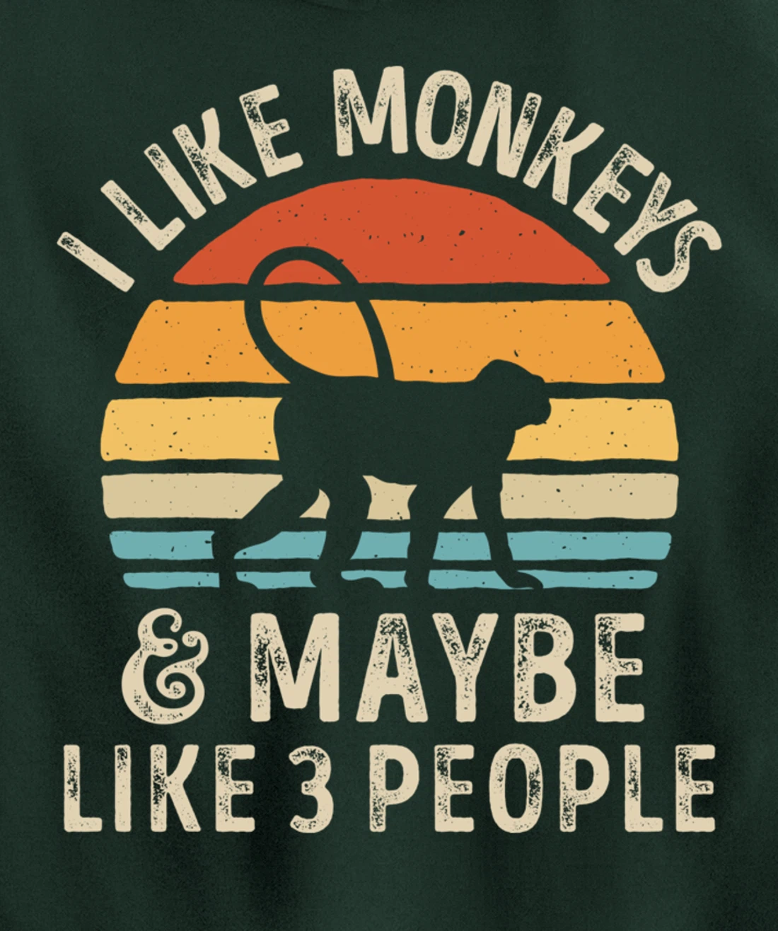 I Like Monkeys And Maybe Like 3 People Monkey Lover Retro Pullover Hoodie