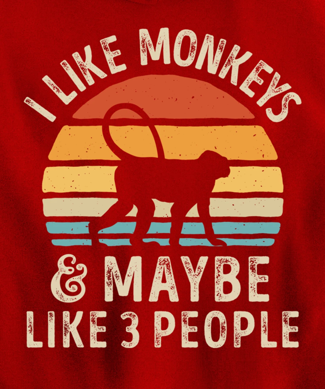 I Like Monkeys And Maybe Like 3 People Monkey Lover Retro Pullover Hoodie