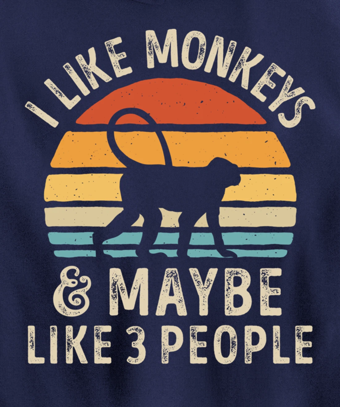 I Like Monkeys And Maybe Like 3 People Monkey Lover Retro Pullover Hoodie