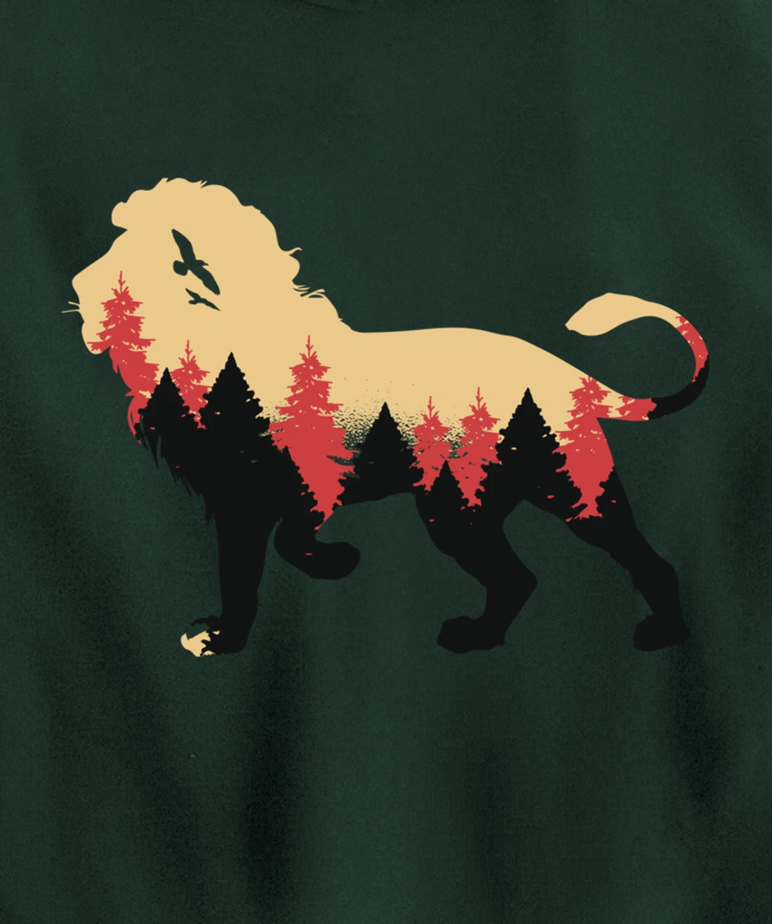 Lion Forest Nature Wildlife Hiking Vintage National Park Pullover Hoodie