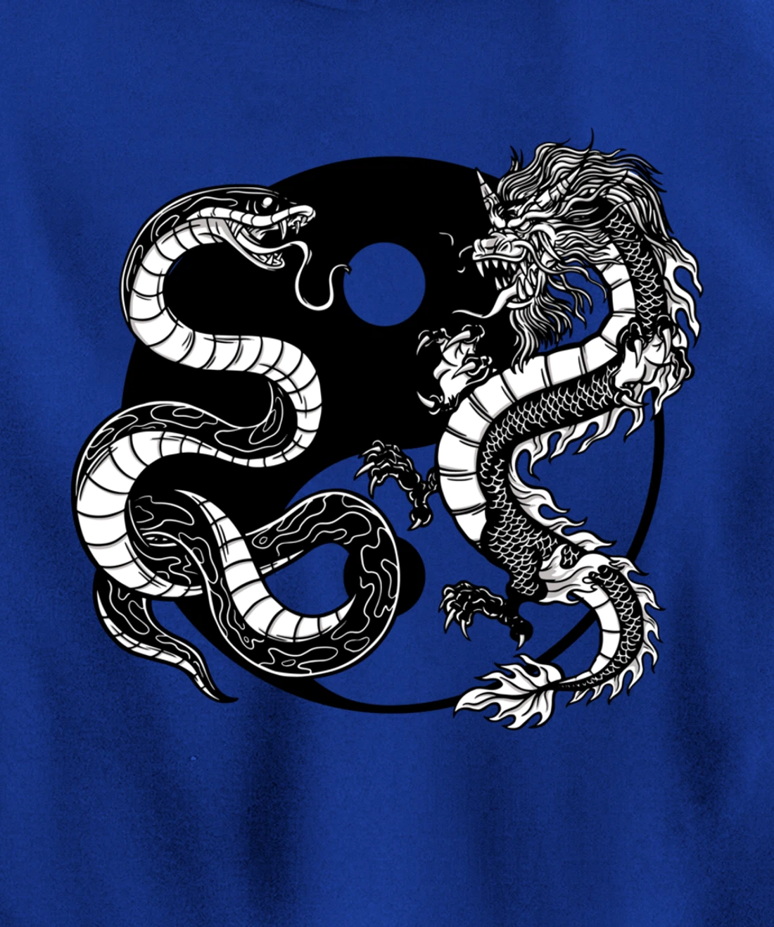 Cool Yin Yang Snake Fighting Dragon Pullover Hoodie