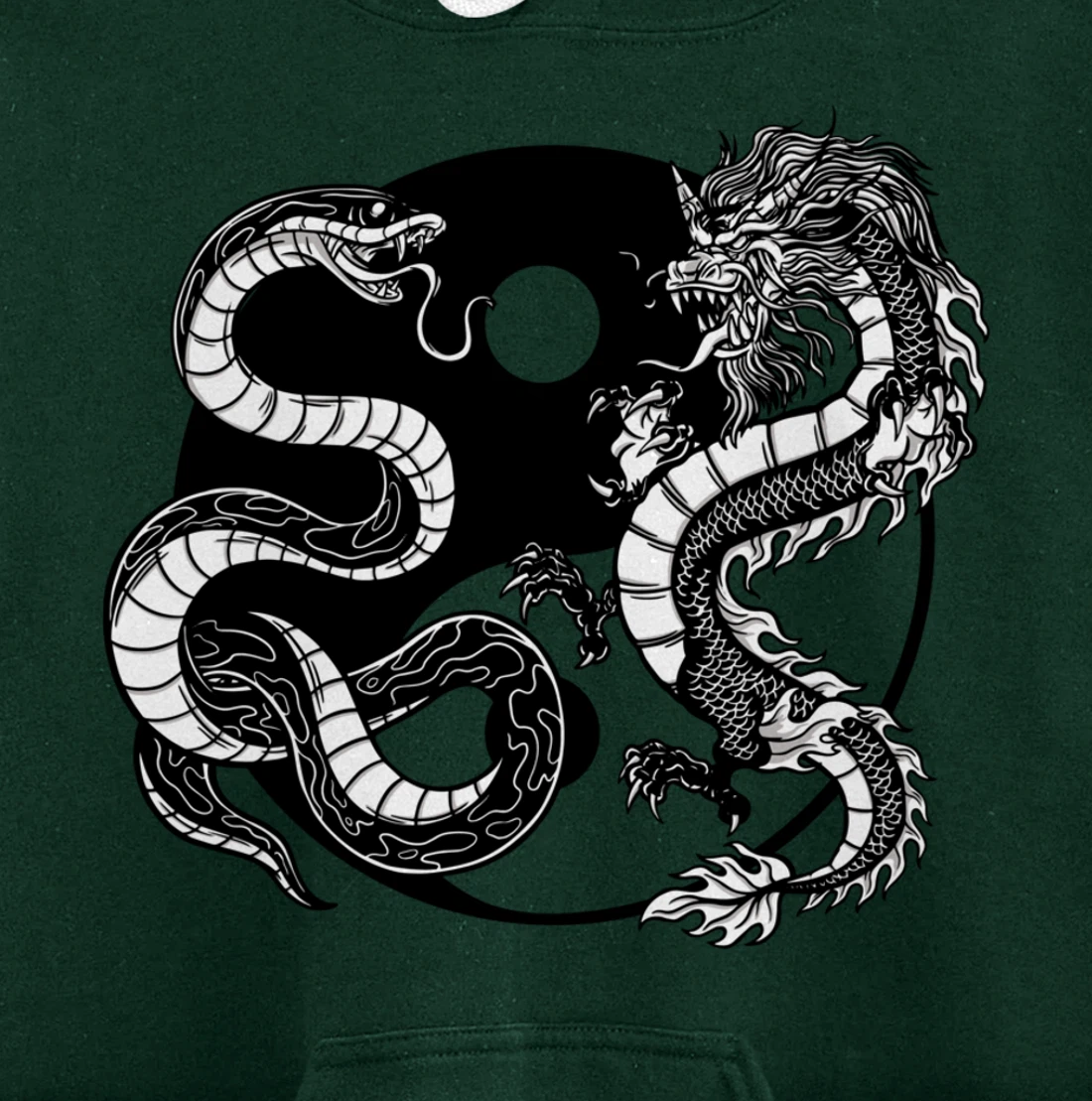 Cool Yin Yang Snake Fighting Dragon Pullover Hoodie