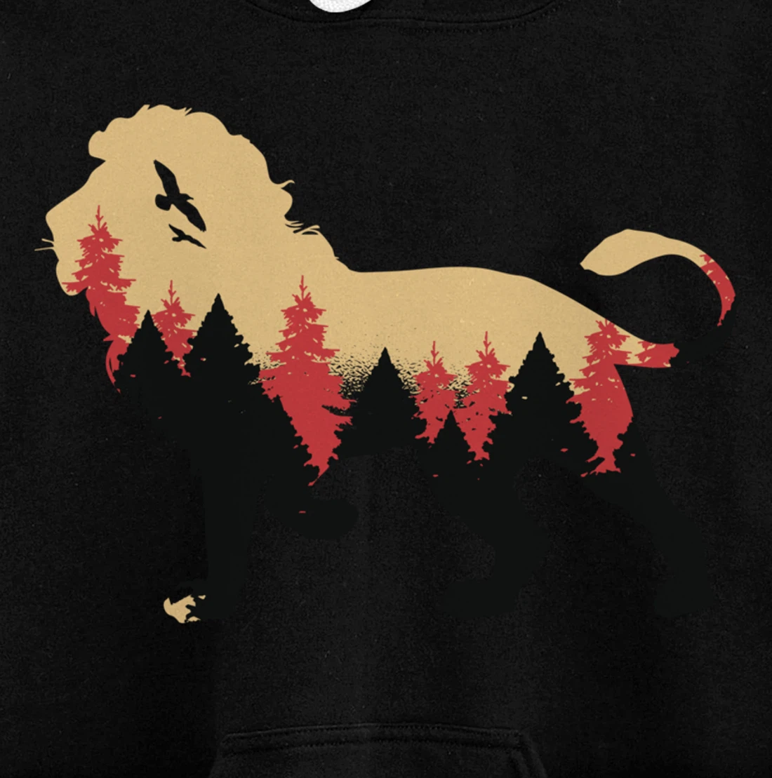 Lion Forest Nature Wildlife Hiking Vintage National Park Pullover Hoodie