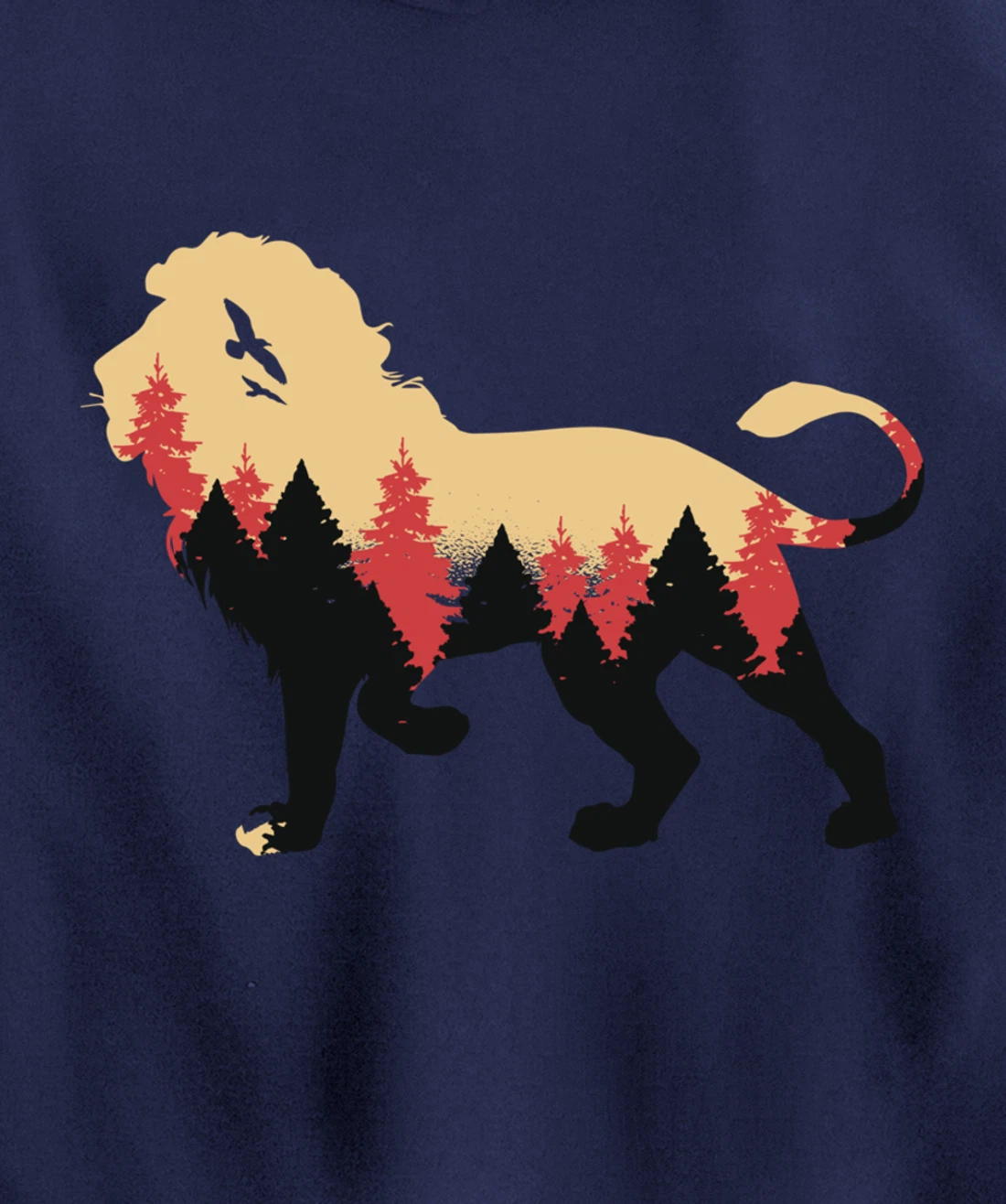 Lion Forest Nature Wildlife Hiking Vintage National Park Pullover Hoodie