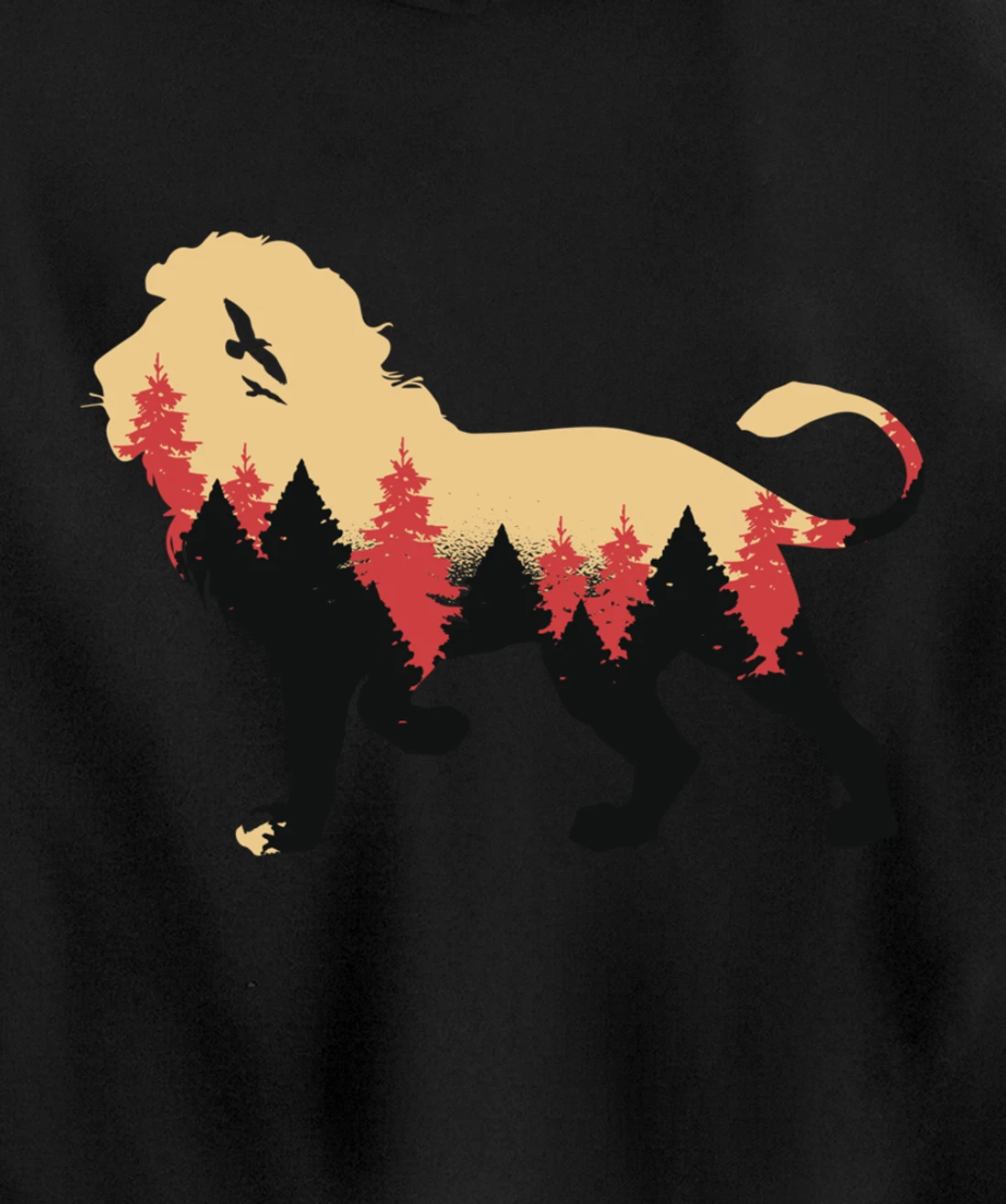 Lion Forest Nature Wildlife Hiking Vintage National Park Pullover Hoodie