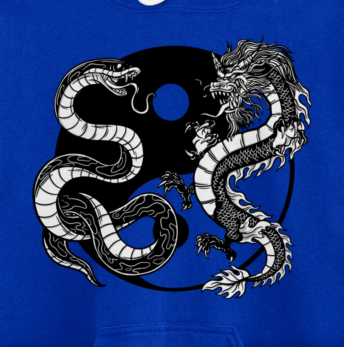 Cool Yin Yang Snake Fighting Dragon Pullover Hoodie