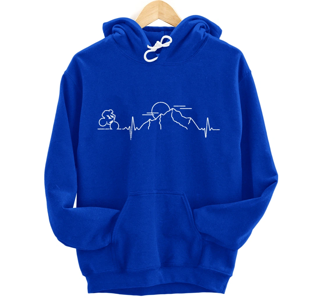Minimal bike mountains sun gift idea Pullover Hoodie