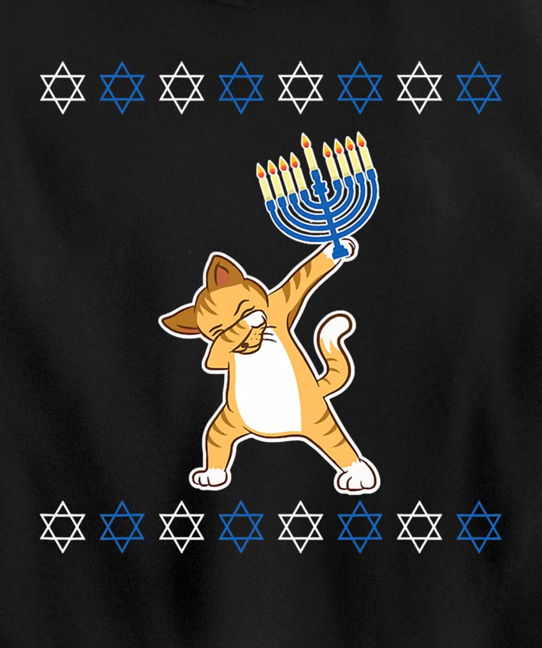 Happy Hanukkah Dabbing Cat Lover Hanukkahorah Funny Xmas Pjs Pullover Hoodie