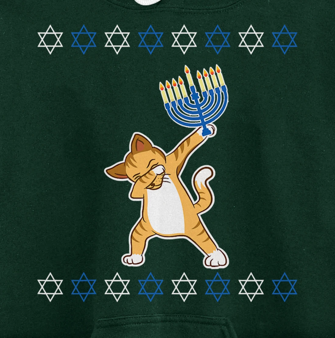Happy Hanukkah Dabbing Cat Lover Hanukkahorah Funny Xmas Pjs Pullover Hoodie