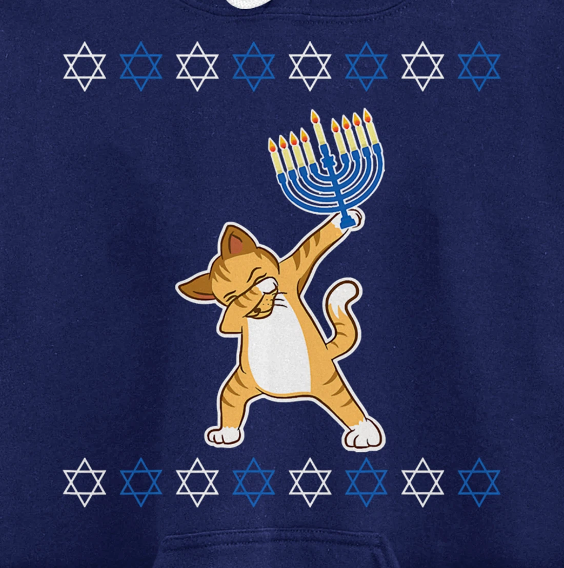 Happy Hanukkah Dabbing Cat Lover Hanukkahorah Funny Xmas Pjs Pullover Hoodie