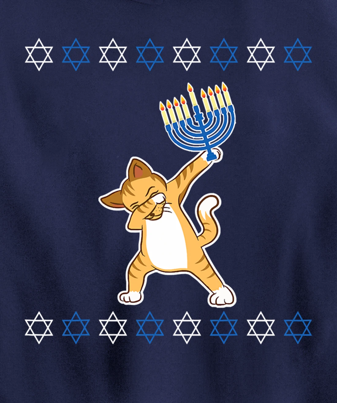 Happy Hanukkah Dabbing Cat Lover Hanukkahorah Funny Xmas Pjs Pullover Hoodie