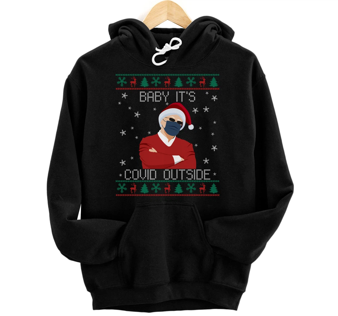 Baby It's Covid Outside Funny Santa Face Mask 2021 Ugly Xmas Pullover Hoodie