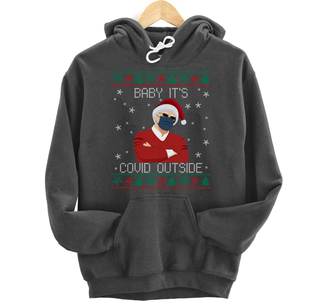 Baby It's Covid Outside Funny Santa Face Mask 2021 Ugly Xmas Pullover Hoodie