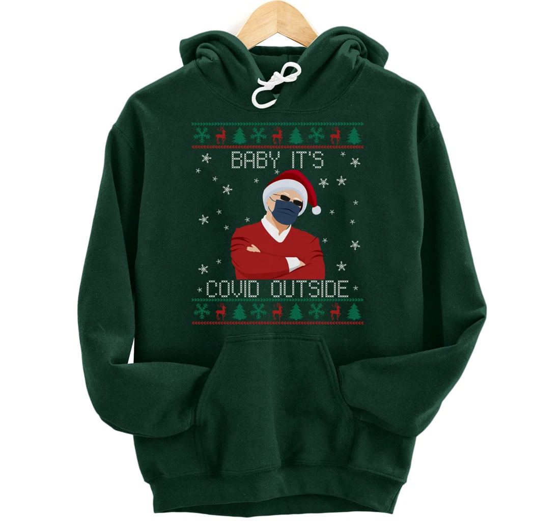 Baby It's Covid Outside Funny Santa Face Mask 2021 Ugly Xmas Pullover Hoodie