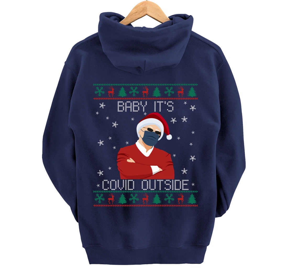Baby It's Covid Outside Funny Santa Face Mask 2021 Ugly Xmas Pullover Hoodie