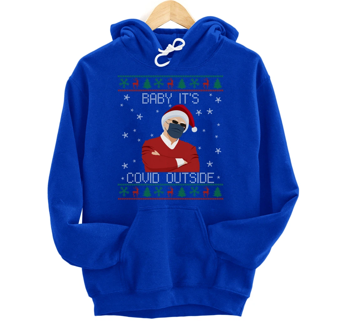 Baby It's Covid Outside Funny Santa Face Mask 2021 Ugly Xmas Pullover Hoodie