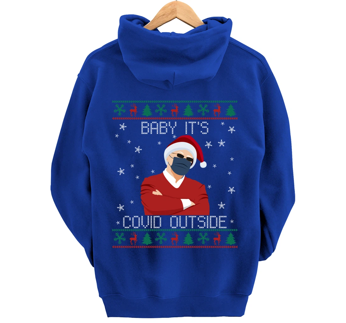 Baby It's Covid Outside Funny Santa Face Mask 2021 Ugly Xmas Pullover Hoodie