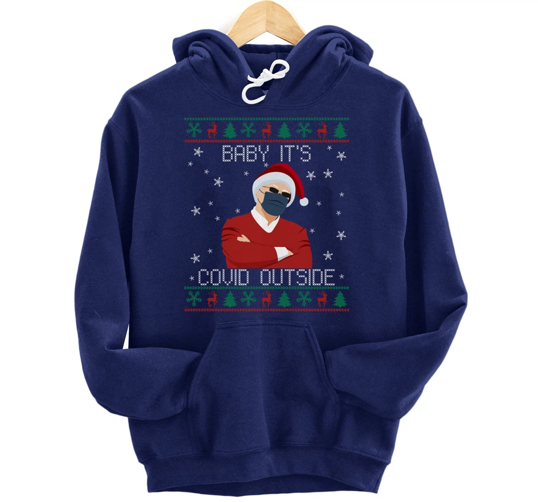 Baby It's Covid Outside Funny Santa Face Mask 2021 Ugly Xmas Pullover Hoodie