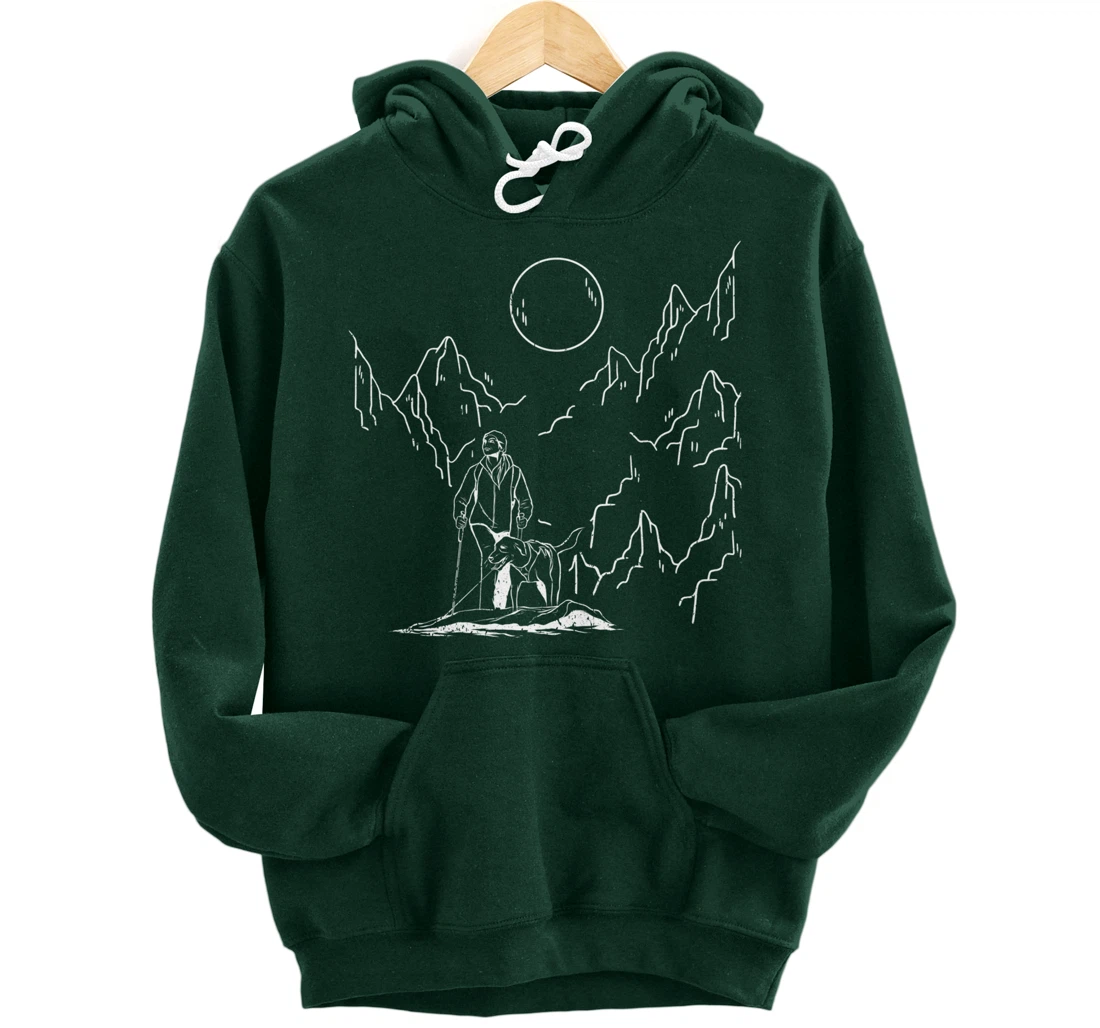 mountains hiker dog walk dog owner Pullover Hoodie