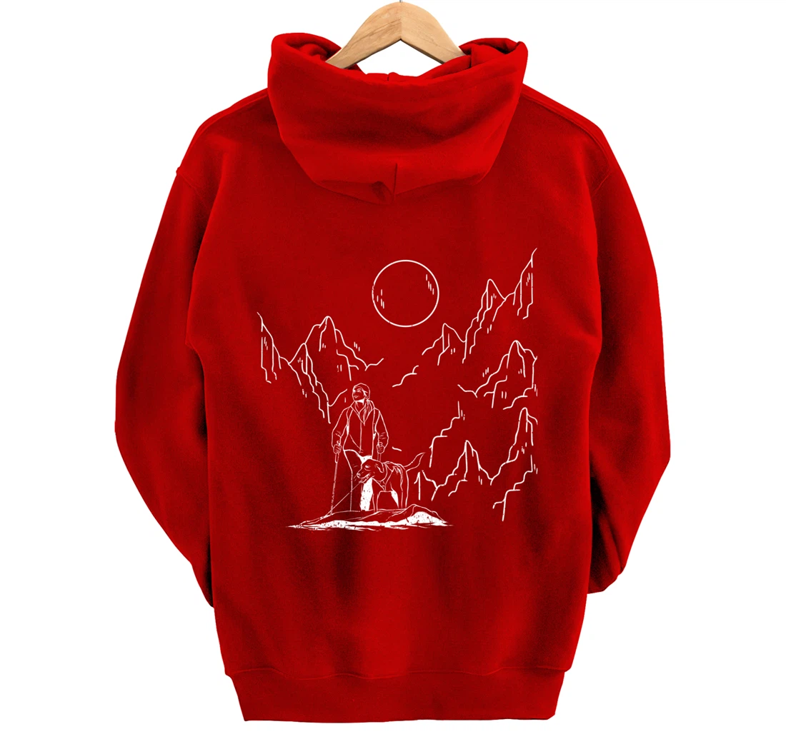 mountains hiker dog walk dog owner Pullover Hoodie