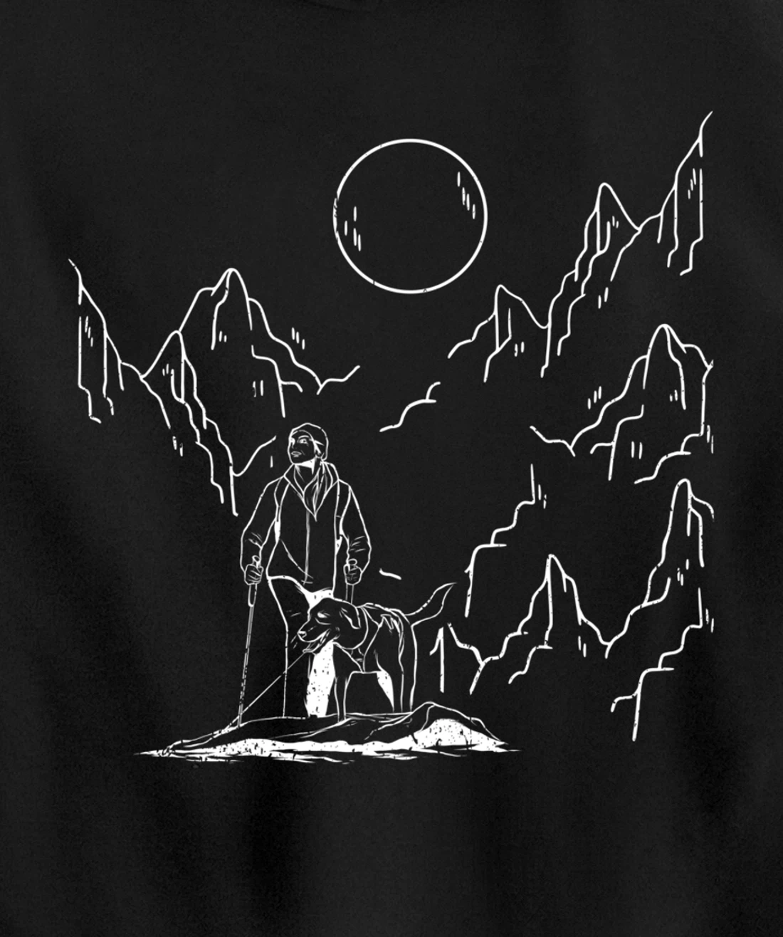 mountains hiker dog walk dog owner Pullover Hoodie