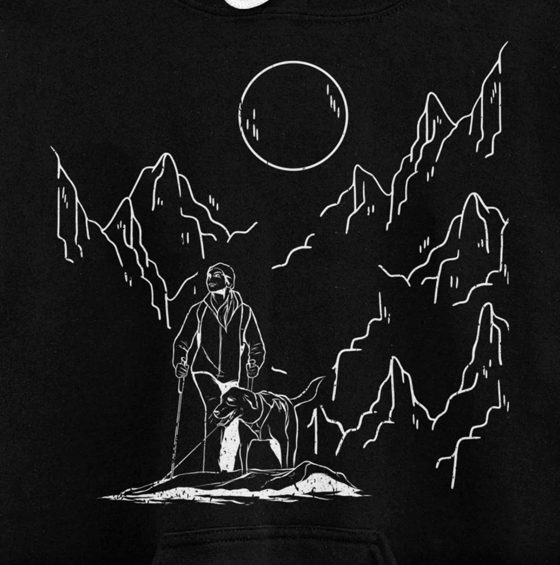 mountains hiker dog walk dog owner Pullover Hoodie
