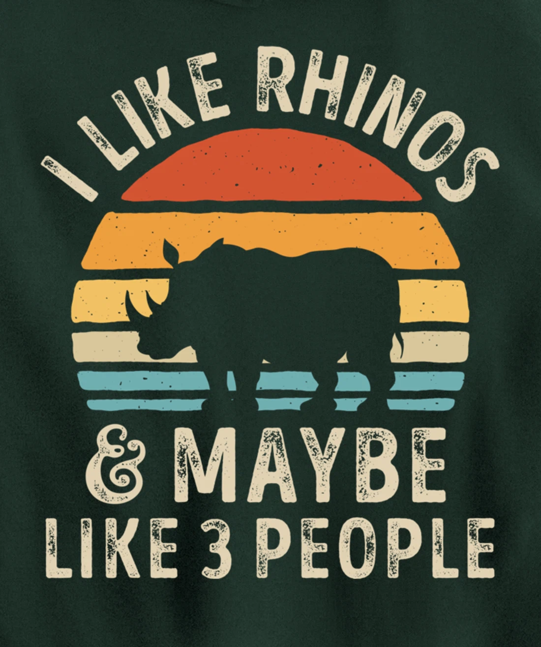 I Like Rhinos And Maybe Like 3 People Rhino Rhinoceros Retro Pullover Hoodie