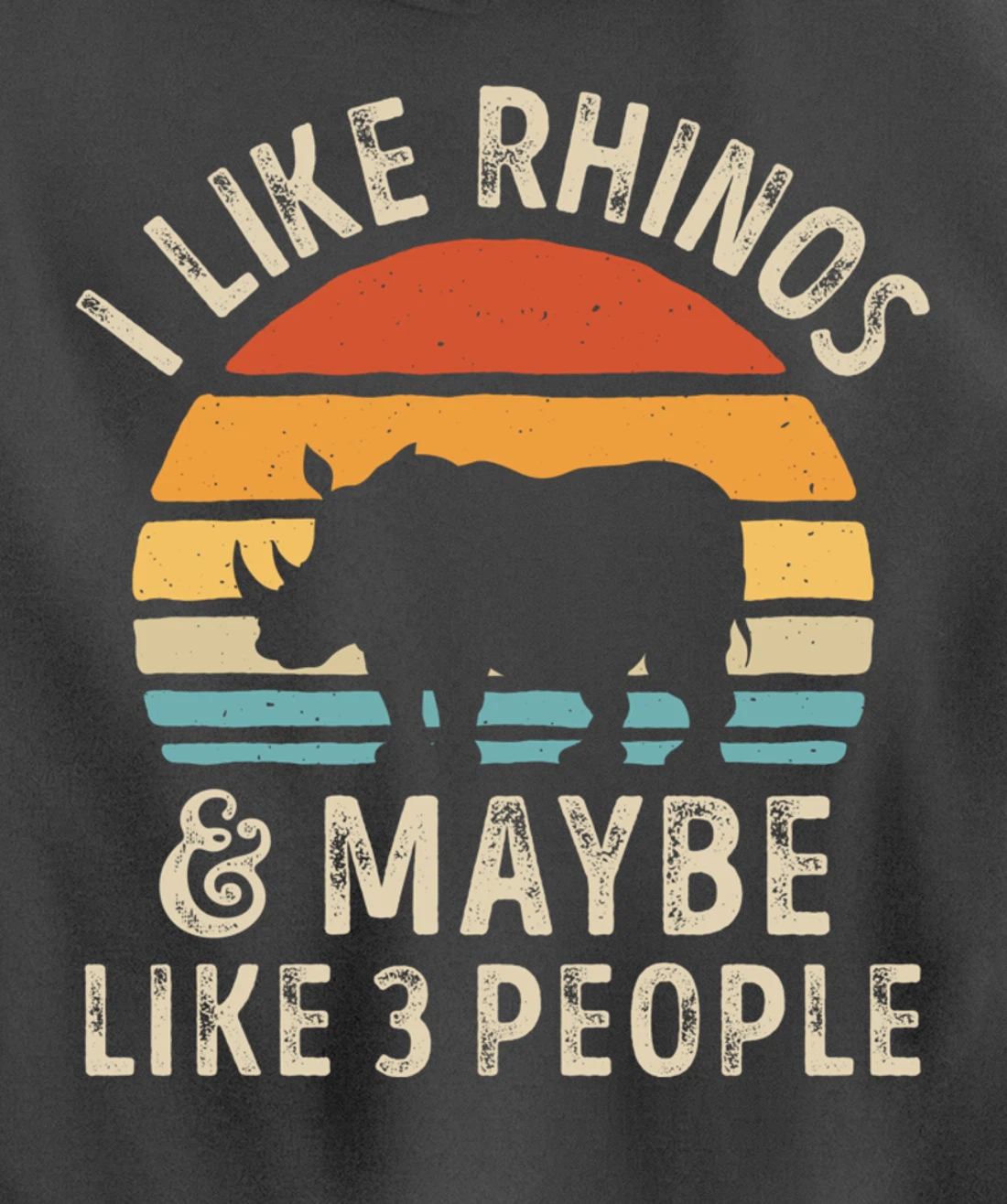 I Like Rhinos And Maybe Like 3 People Rhino Rhinoceros Retro Pullover Hoodie