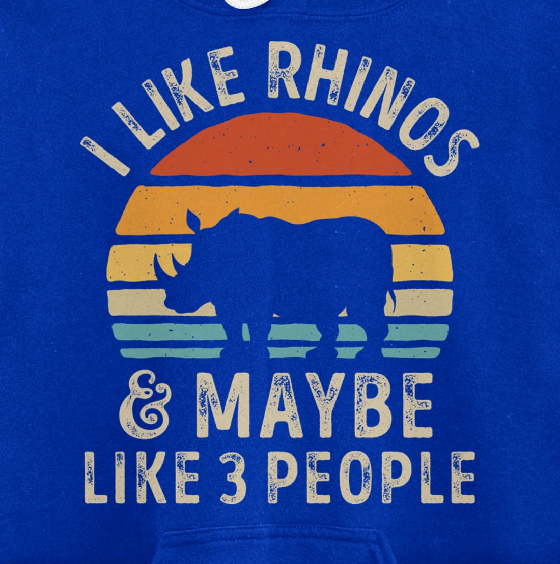 I Like Rhinos And Maybe Like 3 People Rhino Rhinoceros Retro Pullover Hoodie