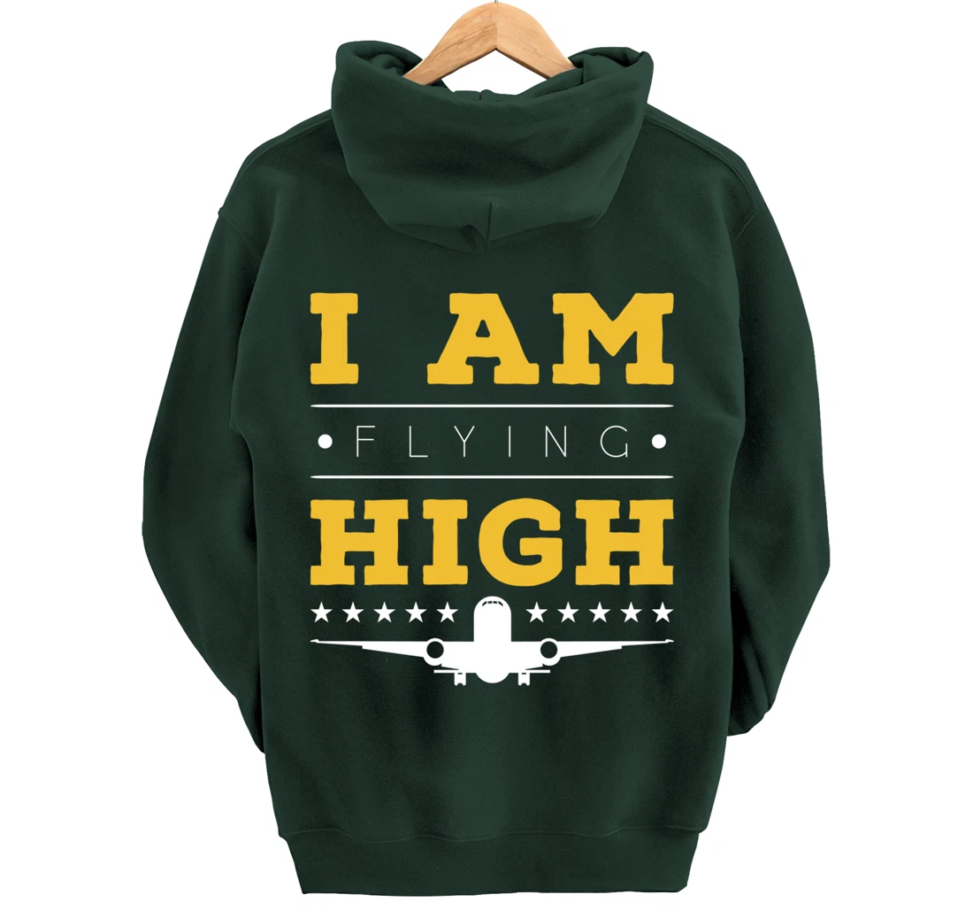 Funny I am Flying High Sarcastic Airplane Lover and Pilot Pullover Hoodie
