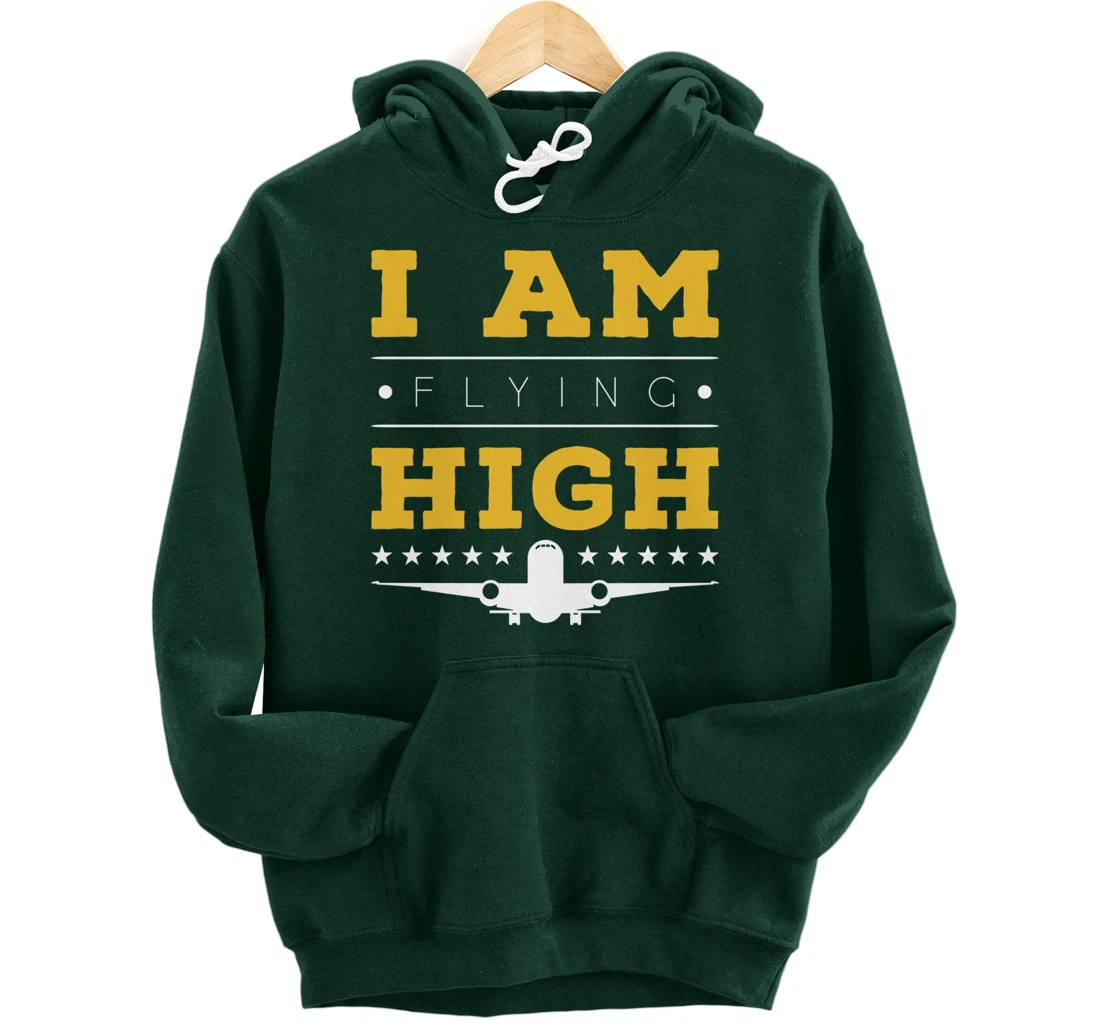 Funny I am Flying High Sarcastic Airplane Lover and Pilot Pullover Hoodie