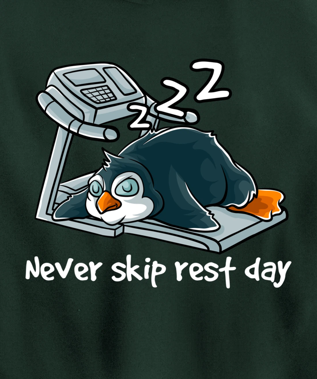Never Skip Rest Day Gym Workout Cardio Sleeping Penguin Pullover Hoodie