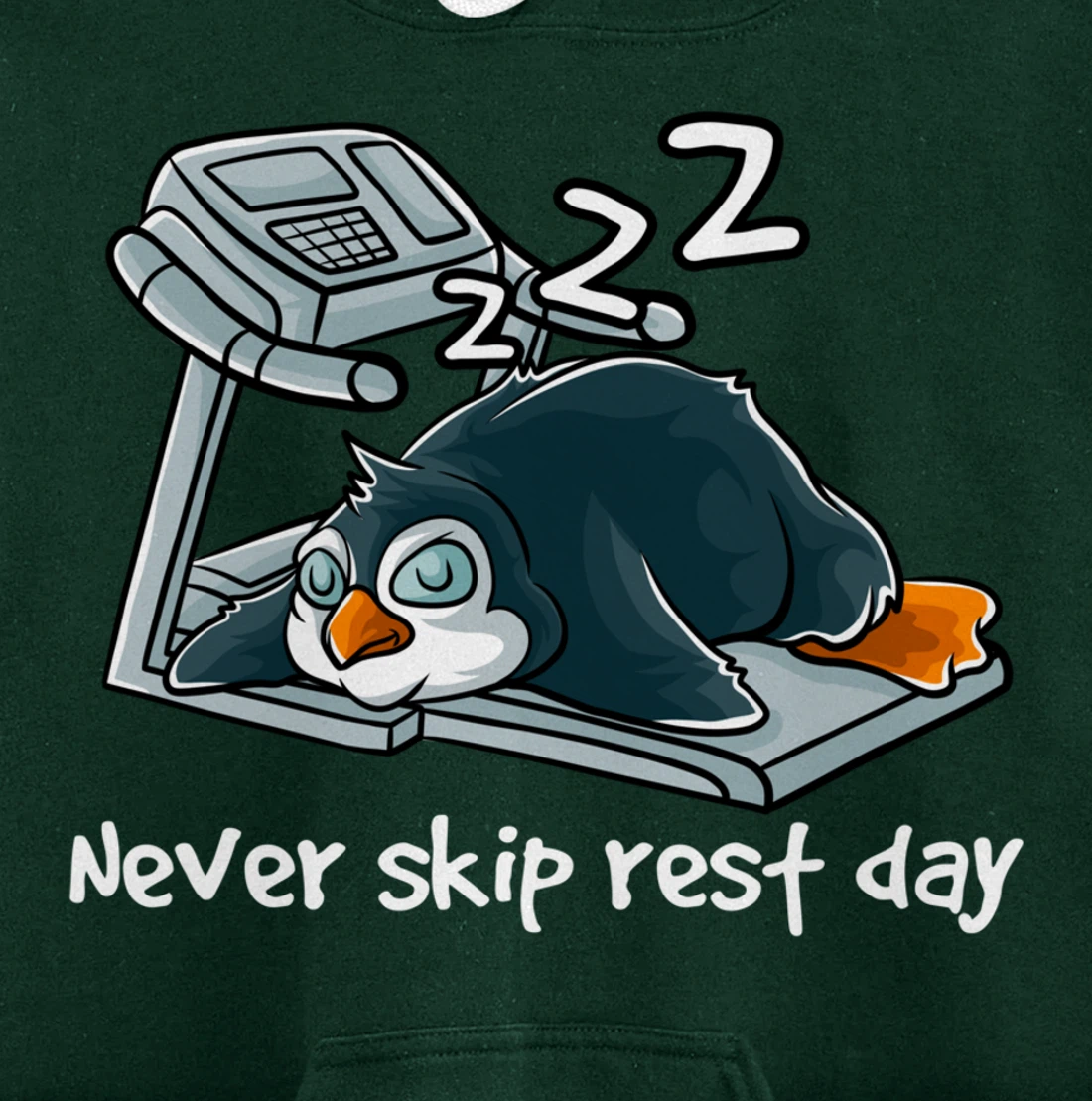 Never Skip Rest Day Gym Workout Cardio Sleeping Penguin Pullover Hoodie