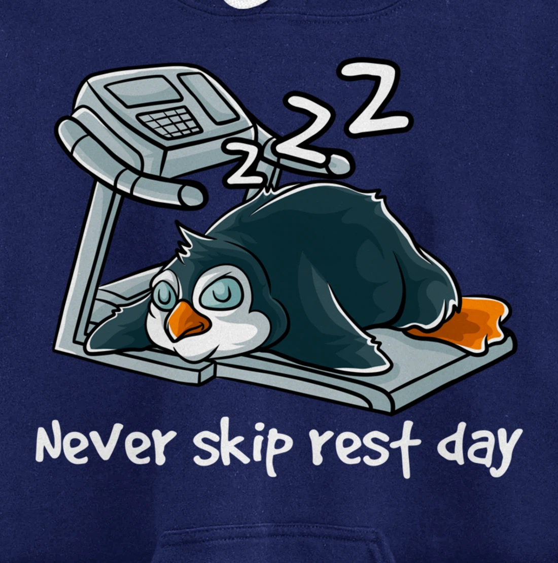 Never Skip Rest Day Gym Workout Cardio Sleeping Penguin Pullover Hoodie