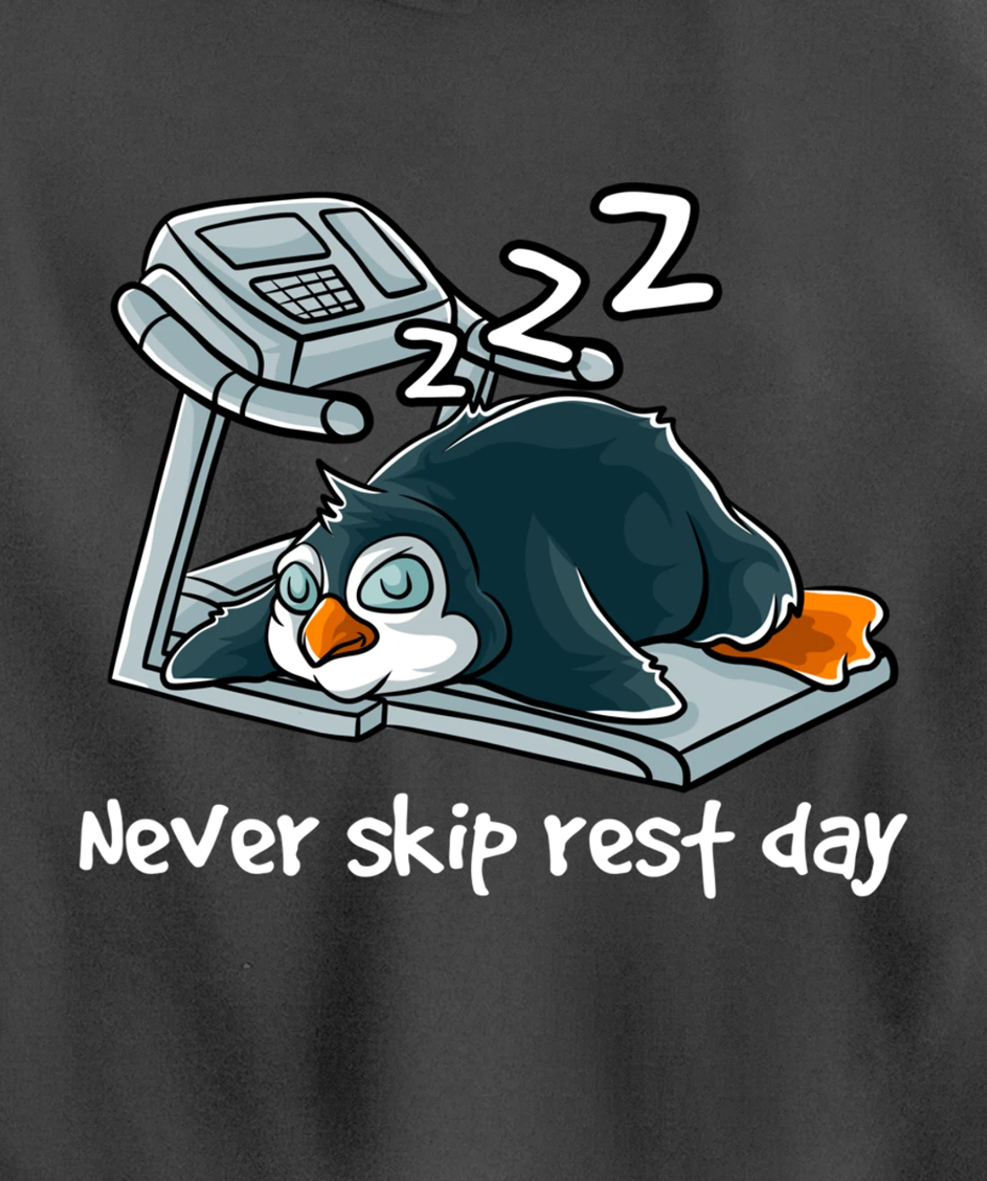Never Skip Rest Day Gym Workout Cardio Sleeping Penguin Pullover Hoodie