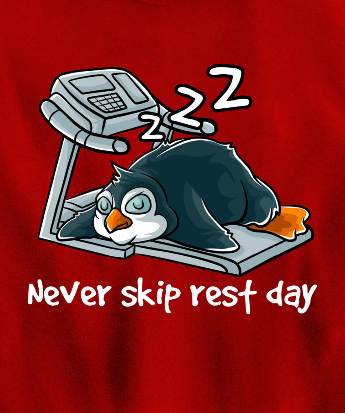 Never Skip Rest Day Gym Workout Cardio Sleeping Penguin Pullover Hoodie