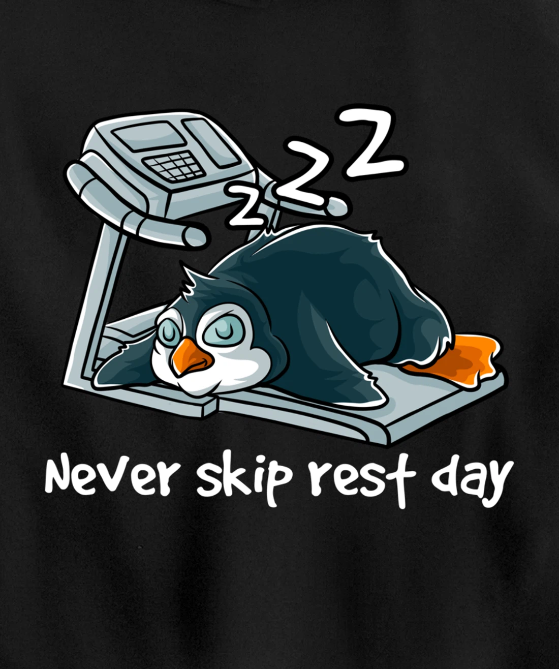 Never Skip Rest Day Gym Workout Cardio Sleeping Penguin Pullover Hoodie