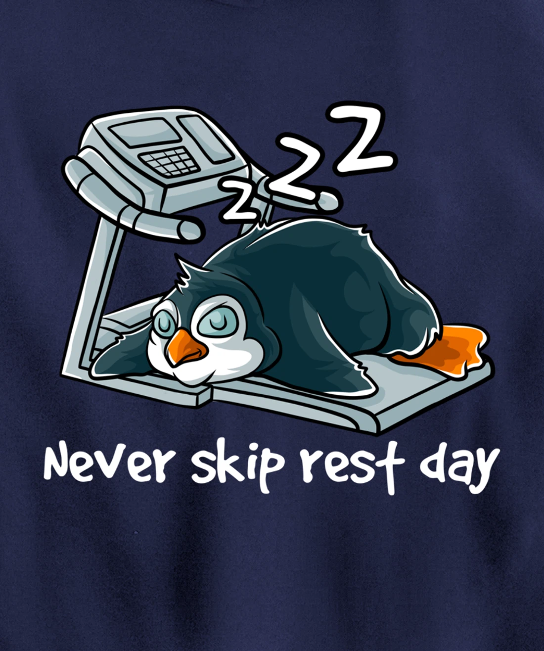 Never Skip Rest Day Gym Workout Cardio Sleeping Penguin Pullover Hoodie